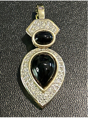 Women's Panetta Necklace Pendant One Size Black & silver w/rhinestone accents